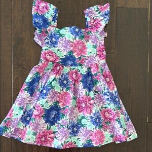 NWT Janie and Jack Pink and Blue Ruffled Floral Sundress! Family Matching!